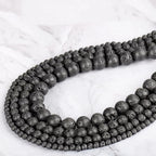 10mm 100pcs Natural Stone Beads Black Lava Round Genuine Stone Beading Loose Gemstone Hole Size 1mm DIY Charm Smooth Beads for Bracelet Necklace Earrings (Black Lava 10mm)