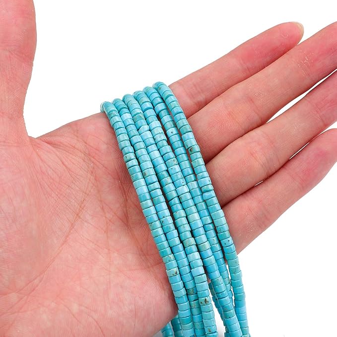 Natural Blue Turquoise Spacer Beads Caps Loose Semi Gemstone for Beading Jewelry Making 4mmx2mm 38cm