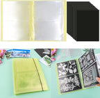 10 Pcs 0.3mm Magnet Sheets and 80 pockets/20 pages Storage Album for Stamp and Cutting Dies Storage Book Organizer Folder for Storage Die Cutting, DIY Scrapbooking Card Making Supplies (Yellow)