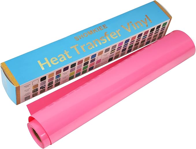 HTV Pink Heat Transfer Vinyl Rolls 12 Inch by 8feet Roll HTV Iron on Vinyl DIY for T-Shirt Easy to Cut & Weed for Heat Vinyl Design Glossy (8Ft, Pink)