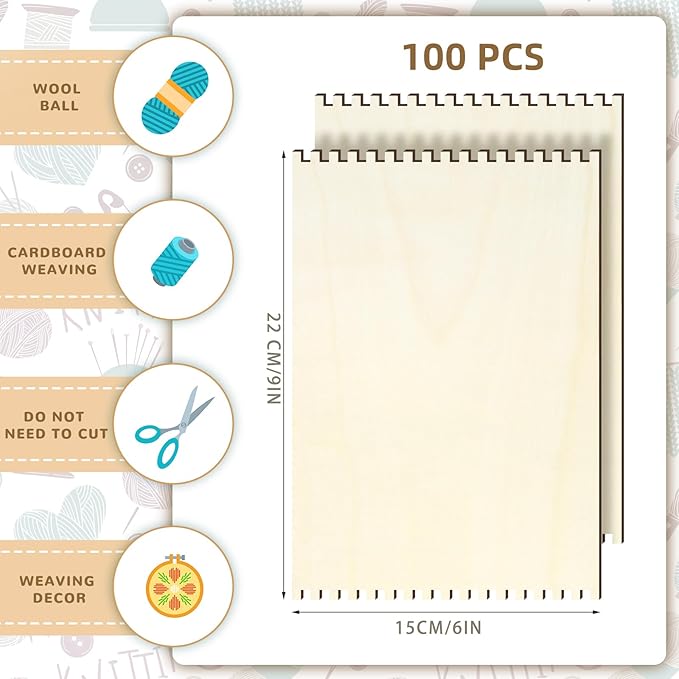 Minatee 36 Pcs Beginners Wooden Loom Notched Weaving Loom Basket Weaving Tools for Kids Adult Art Craft Activity Jewelry Motor Skills Crochet Knitting Sewing Teaching Educational, 6 x 9 in