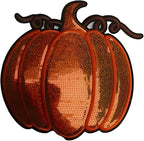 Halloween Pumpkin Iron on Patches Sequin Fabric Embroidery Sew on Stickers Applique for DIY Crafts T Shirt Clothing Jackets Backpacks Jeans Party Decorations Accessories