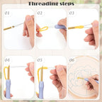 JSRQT Punch Needle Embroidery Starter Kit Floral Leaf Beginner Rug Hooking Kit with Embroidery Hoops Instructions Handcraft Punch Needle Kit for Adults Rug-Punch & Pinch Needle Cross Stitch Kits Craft