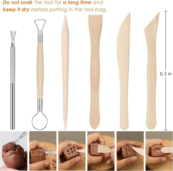 Blisstime Clay Tools Kit, 28pcs Air Dry Clay Tools for Pottery Polymer Clay Sculpting Tool Kit
