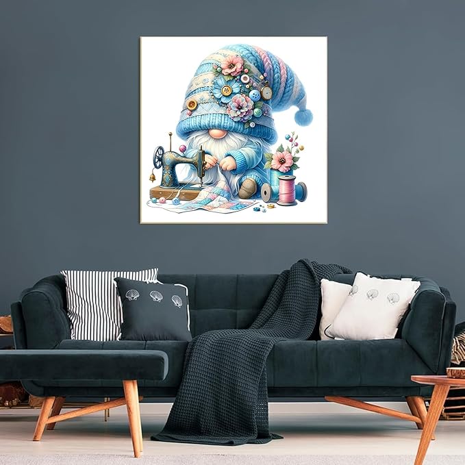 Lzyueyuan Gnomes Stamped Cross Stitch Kits for Adults Beginner, Sewing Cross Stitch Ornament Kits Counted Embroidery Needlepoint Kits Home Decor 13.8X13.8inch