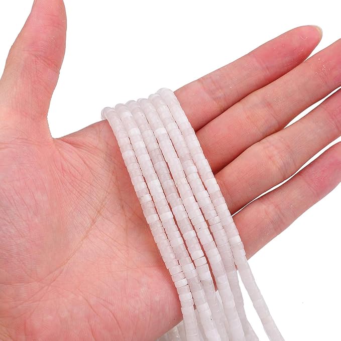 Natural White Agate Spacer Beads Caps Loose Semi Gemstone for Beading Jewelry Making 4mmx2mm 38cm