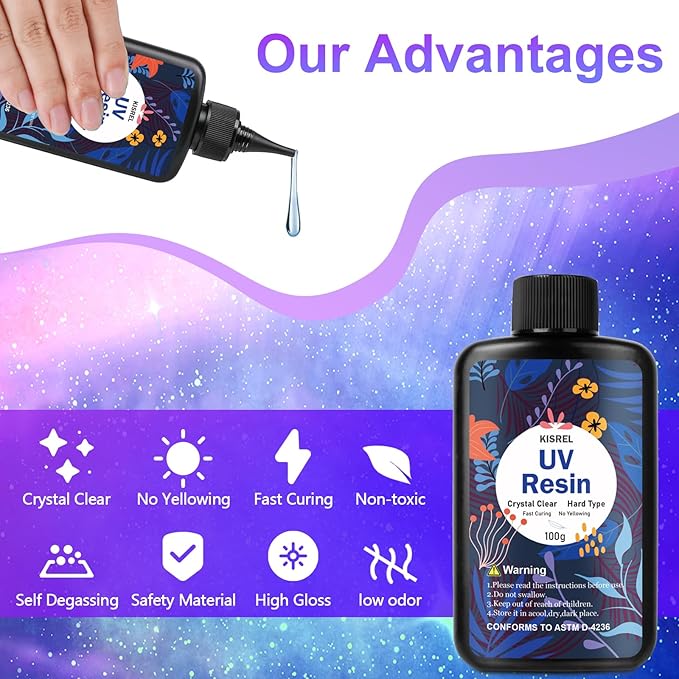 KISREL UV Resin Jewelry Making Kit, 300g Crystal Clear Resin with Light and Molds, DIY Jewelry Making Kit, Resina Starter Kits for Keychain and Earring
