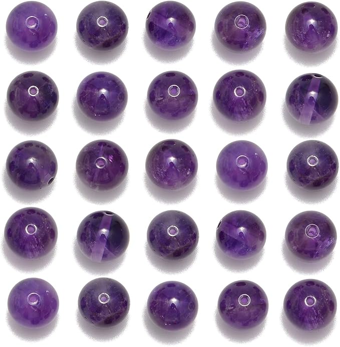 NCB 200pcs 4mm Amethyst Loose Beads for Jewelry Making, Natural Semi Precious Beads Round Smooth Gemstones Spacer Beads Charms for Necklaces Bracelets (Amethyst, 4mm 200Beads)
