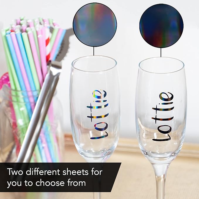 Black Metallic Vinyl Holographic & Oil Slick Vinyl Permanent for Cricut Joy: [8PK, 5.5" x 12" inch] Black Chrome and Holographic Permanent Sheets