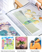 Nicpro Art Portfolio 11x17, Upgraded Large Portfolio Folder for Artwork with 30 Pockets Display 60 Pages, Presentation Book Binder with Protector Sleeves for Artists Drawing