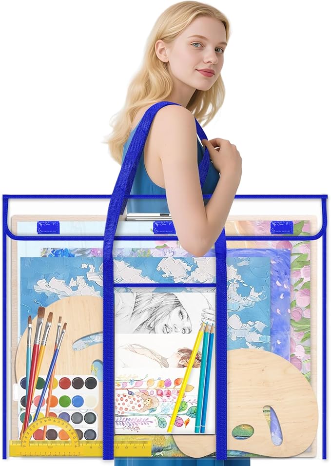 30 x 24 Inch Art Portfolio Case, Portfolio Folder for Artwork, Posters Storage Bag with Pocket and Handle Waterproof Art Portfolio Bag for Poster, Scrapbook, Keepsake and Bulletin Board
