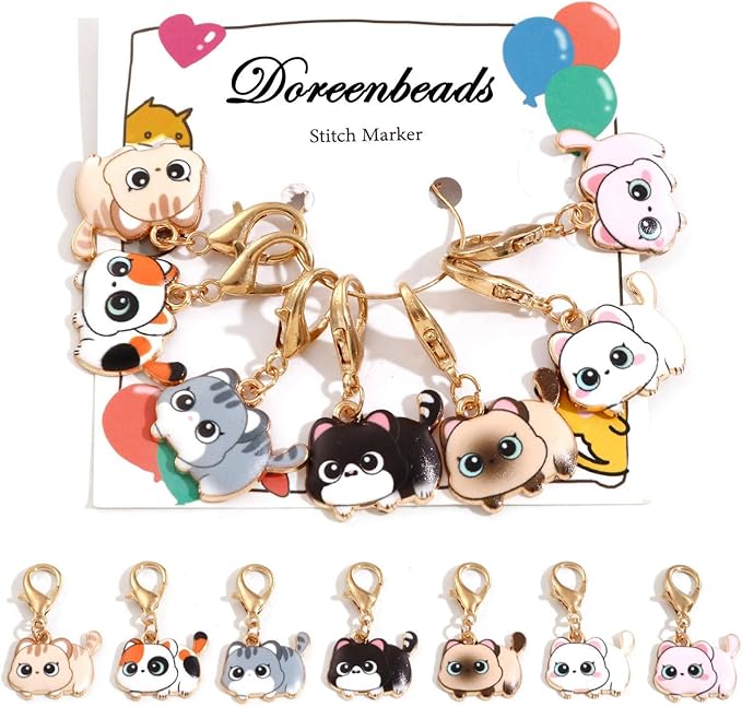 DoreenBeads Stitch Markers for Crocheting and Knitting, Alloy Enamel Crochet Marker Crochet Gifts for Knitting Weaving Sewing Accessories Quilting Jewelry Making