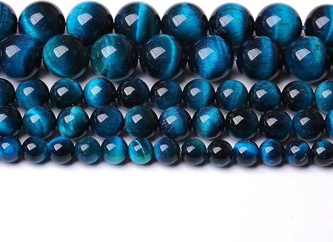 AAA Natural Blue Tiger Eye Gemstone Beads Natural Round Loose Stone Beads for Jewelry Making DIY Bracelet Necklace Earrings 12mm 32pcs 1 Strand 15" (Blue Tiger Eye, 12mm)