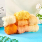 FASHEWELRY 1.2 OZ Wool Felting Kit 7 Set 7 Colors Orange Theme Needle Felting Wool Roving Nature Wool Roving for Needle Felting Wet Felting DIY Hand Spinning