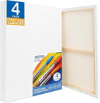 FIXSMITH Stretched White Blank Canvas - 18x24 Inch, 4 Pack,Primed Large Canvas,100% Cotton,5/8 Inch Profile of Super Value Pack for Acrylics,Oils & Other Painting Media