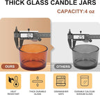 SHOWIN Thick Candle Jars for Making Candles 16 Pcs, 4 OZ Empty Jars with Wood Lids for Candle Making, Sample Container - Dishwasher Safe,Clear Brown