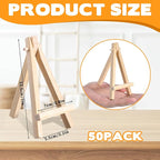 50 Pcs Mini Easels 5 Inch Mini Easel Stand Wooden Easel Art Craft Painting Triangle Stand Canvas Holder Small Easels for Display Card Photos Tabletop Phone Wedding