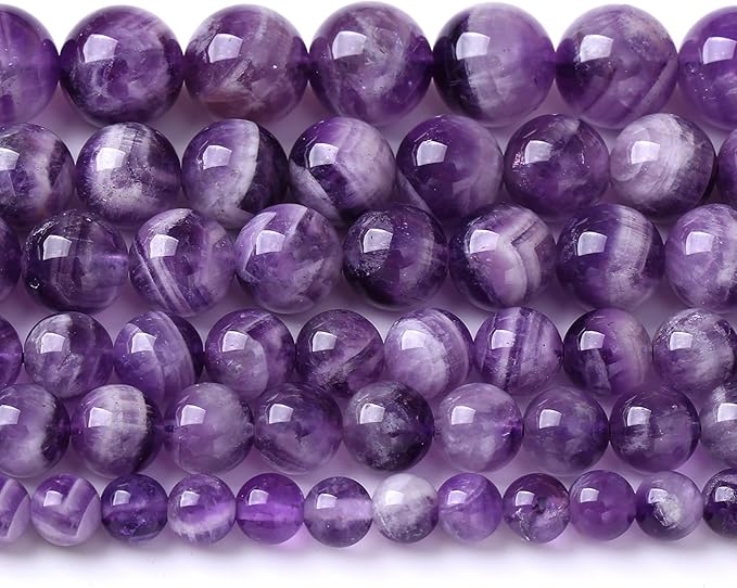 75PCS 10MM Purple Amethyst Dream Lace Beads Natural Quartz Crystal Stone Loose Beads for Jewelry Making DIY Bracelet Grade A+