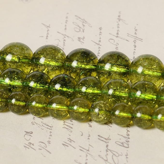 60pcs 6mm Natural Stone Beads Peridot Beads Crystal Gemstone for Jewelry Making, DIY Bracelet Necklace