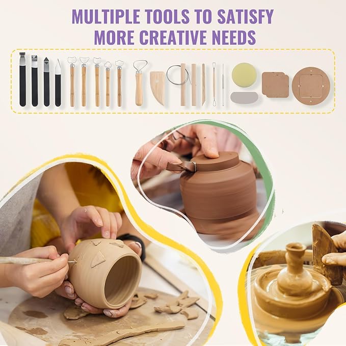 Huanyu Pottery Wheel Machine with 12" Bat System Foot Pedal Control Multiple Art DIY Sculpting Tool Kit Ceramic Wheel Clay Machine for Adult (Purple)