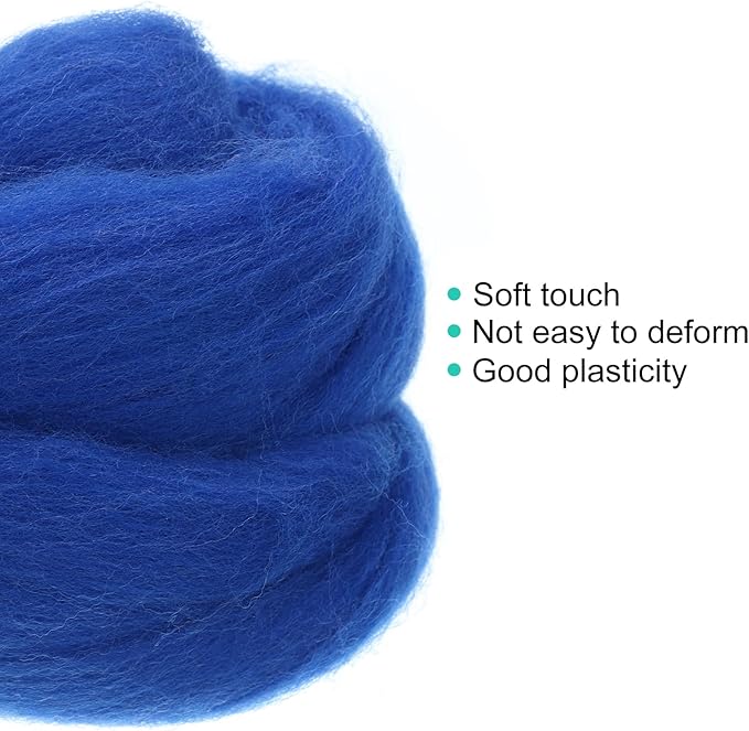 uxcell Needle Felting Wool, 1.76oz Natural Fibre Wool Roving Yarn Wool Felting Supplies for Needle Felting Yarn DIY Handcrafts, Sapphire Blue