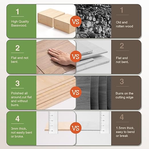 10 Pack Bubinga Plywood, 12 x 12 x 1/8 Inch 3mm Plywood for Laser Cutting and Engraving, Thin Unfinished Wood Sheets Blanks for Architectural Models and DIY Wood Crafts