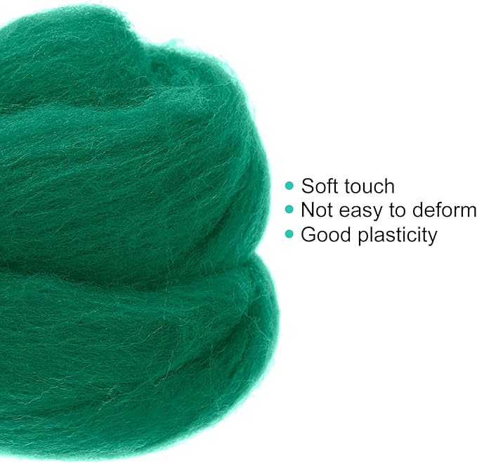 uxcell Needle Felting Wool, 1.76oz Natural Fibre Wool Roving Yarn Wool Felting Supplies for Needle Felting Yarn DIY Handcrafts, Green