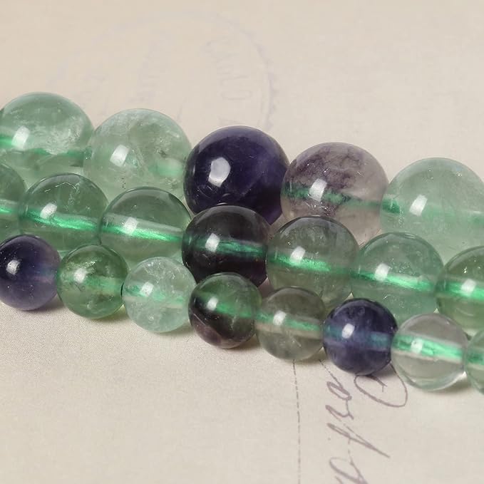 35pcs 10mm Natural Stone Beads Fluorite Beads Crystal Gemstone for Jewelry Making, DIY Bracelet Necklace