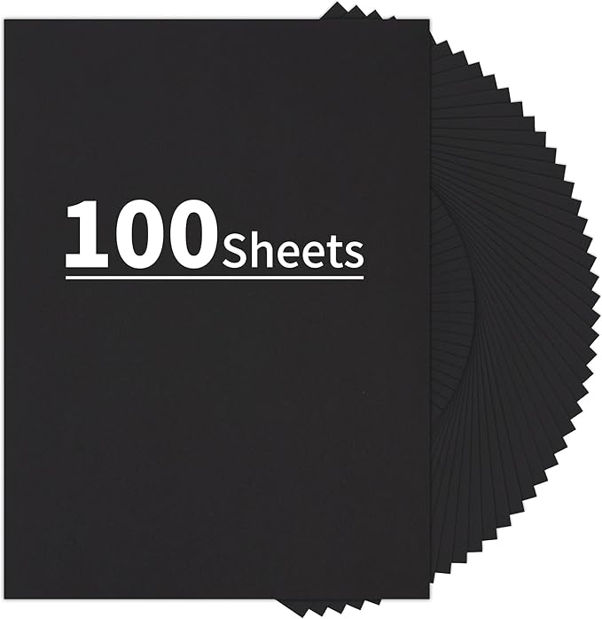 100 Sheets Black Cardstock - 8.5 X 11 Inches Art Crafts Construction Paper, 92lb/250gsm Heavy Weight Thick Card Stock Paper for Printer, DIY Cards Making, Invitations, Scrapbooking UAP24BK100