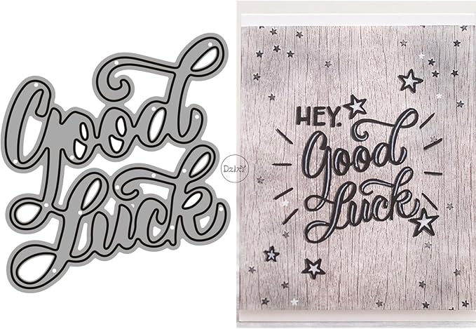 DzIxY Word Good Luck Metal Cutting Dies for Card Making Kit Embossing Paper Die Cuts Scrapbook Machine Stencils Storage Pockets Supplies