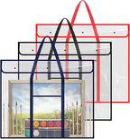 3 Pcs Large PVC Poster Storage Bag, Bulletin Board Holder, Art Portfolio Case with Pockets, Transparent Organizer for Teacher Classroom Organization, 3 Color (25" X 31")