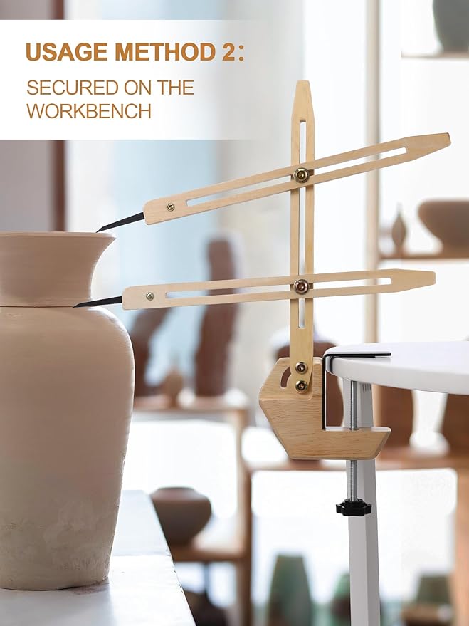 BKALEME Pottery Throwing Gauge, 2 Ways to Install, Compact Clip-on Pottery Throwing Stick, Pottery Ceramics Clay Tool for Making Repeat Forms, for Pottery Wheel & Forming Machine