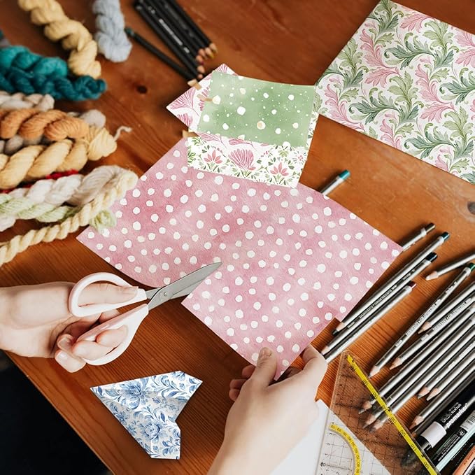 Scrapbook Paper 12x12, 24 Sheets/24 Designs Double-Sided Colorful Style Scrapbooking Pad Decorative Paper for Junk Journals Greeting Cards Decoration