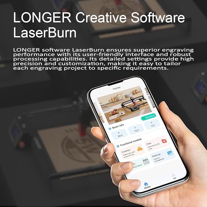 Longer RAY5 New Upgrade Laser Engraver, Laser Cutter 20W Output Power, Engraving Speed Up to 24,000 mm/min, 3.5” Color Touch Screen, App Offline Control, DIY Engraver Tool for Metal/Glass/Wood