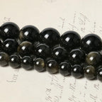 45pcs 8mm Natural Stone Beads Gold Obsidian Beads Energy Crystal Power Gemstone for Jewelry Making, DIY Bracelet Necklace