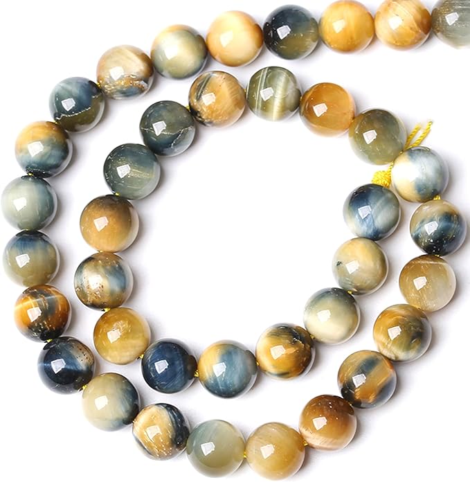 8MM Dream Blue Tiger Eye Stone Beads Natural Gemstone Round Loose Beads for Jewelry Making Bracelet Necklace 90pcs 2 Strands 32"