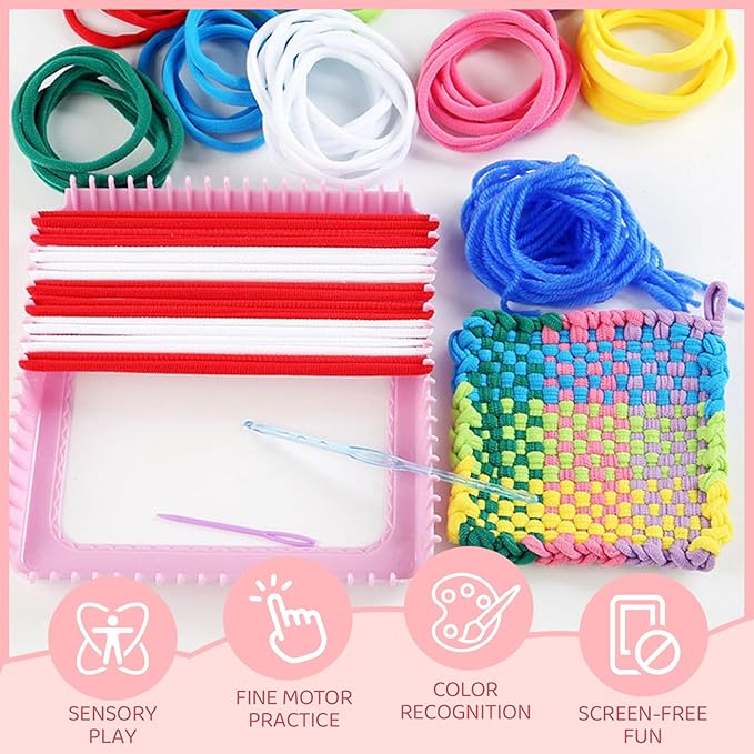 cholobaco Weaving Loom Kit Toys for Kids and Adults with 288 Colorful Loops，Potholder Loops Crafts for Girls Ages 6 7 8 9 10 11 12，Holder Loom Knitting Kits and Gifts for Kids and Beginners