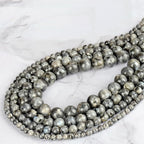 10mm 100pcs Natural Stone Beads Black Larvikite Round Genuine Stone Beading Loose Gemstone Hole Size 1mm DIY Charm Smooth Beads for Bracelet Necklace Earrings (Black Larvikite 10mm)