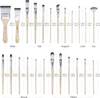 Artecho 24 PCS Paint Brushes for Acrylic Painting, Acrylic Paint Brushes for Oil, Watercolor, Acrylic, Gouache and Canvas Painting