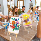 AROIC 208 Pack Easel and Canvas Sets with 16 Wood Easels,160 Brushes,16 Canvas and 16 Palette, Painting Set, Tabletop Easel, Art Easels, Painting Supplies for Kids & Adults to Paint Party