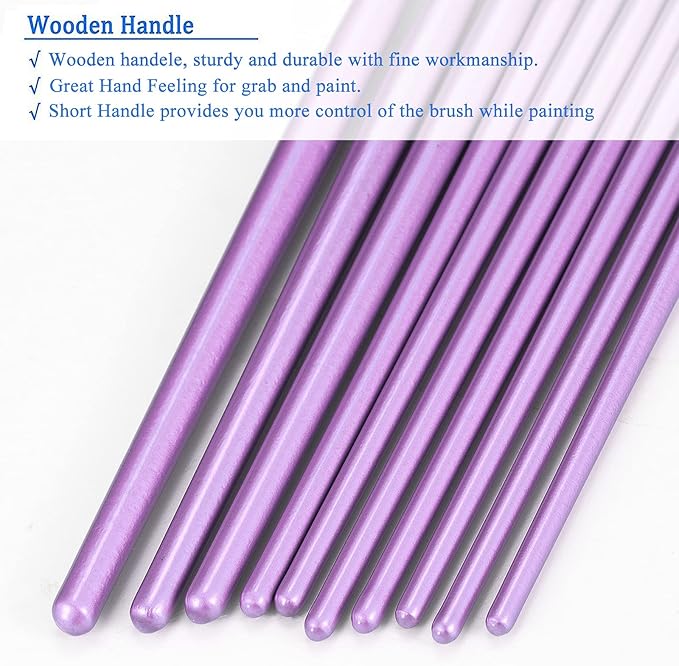 BOSOBO Paint Brushes Set, 4 Pack 40 Pcs Round Pointed Tip Paintbrushes Nylon Hair Artist Acrylic Paint Brushes for Acrylic Oil Watercolor, Face Nail Art, Miniature Detailing & Rock Painting, Purple