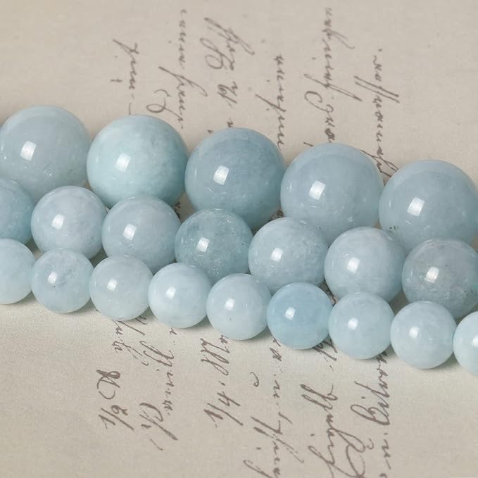 45pcs 8mm Natural Stone Beads Aquamarine Beads Crystal Gemstone for Jewelry Making, DIY Bracelet Necklace