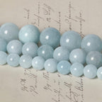 35pcs 10mm Natural Stone Beads Aquamarine Beads Crystal Gemstone for Jewelry Making, DIY Bracelet Necklace