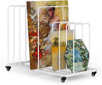 Art Canvas Storage Rack, Art Storage with Wheels, Adjustable Art Storage Easel Display Stands for Canvas Boards, Panel, Crafts Drying & Print Racks,Frame,White