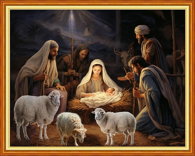 Findvoor Stamped Cross Stitch Kits for Beginner Embroidery Kits for Beginners Adults DIY 11CT Cross Stitch Patterns Needlepoint Kits Crossstitching Kits-Nativity 16x20 inch