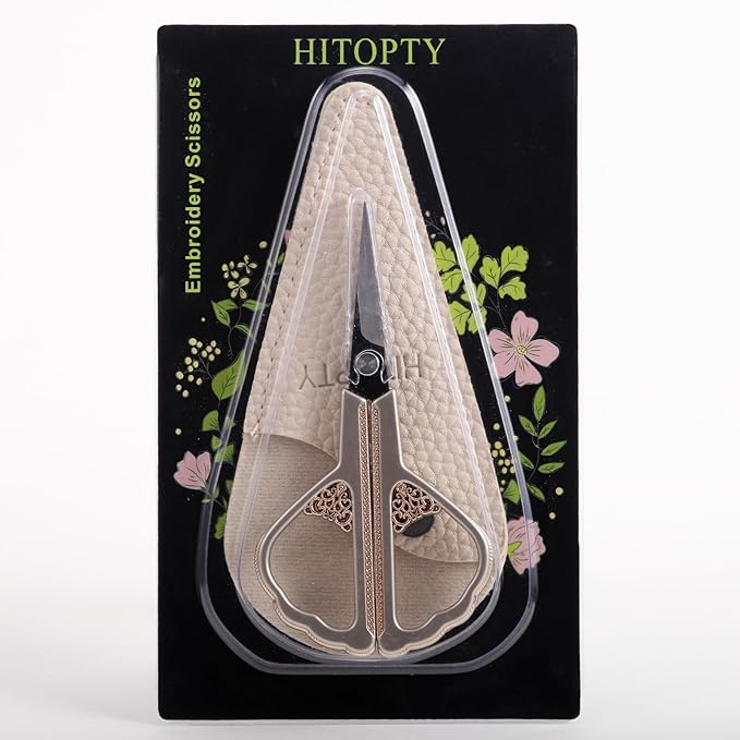 Small Craft Scissors - Little Flat Scissor with Cover, Sharp Tiny Scissors All Purpose for Thread Paper Cutting, Needlepoint Art Work DIY Tools Home Office