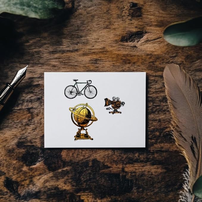 GLOBLELAND Retro Insect Train Cling Rubber Stamp 8.7"x7" Bicycle Butterfly Bee EVA Stamps Embossing Stamp Seal Rubber Stamps for DIY Scrapbooking and Card Making Paper Craft Decor