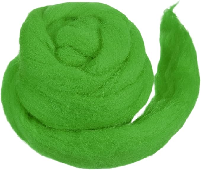MECCANIXITY Wool Roving Yarn Soft Felting Wool 50g/1.76oz Pure Chunky Roving Yarn for Needle Felting Knitting Blanket Spinning Weaving Art DIY Craft Grass Green