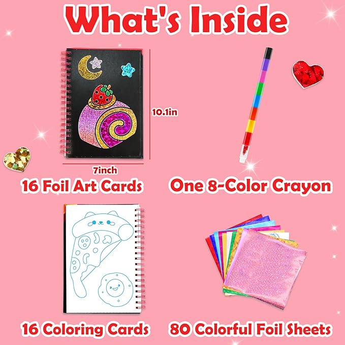 FUNNYB&G Foil Art Craft for Kids - Christmas Crafts Gift Party Favors Stocking Stuffers for Kids Fun Art Supplies Creative Birthday Gift Travel Toys for Girls Boys 4 5 6 7 8 9 Years Old (Food)