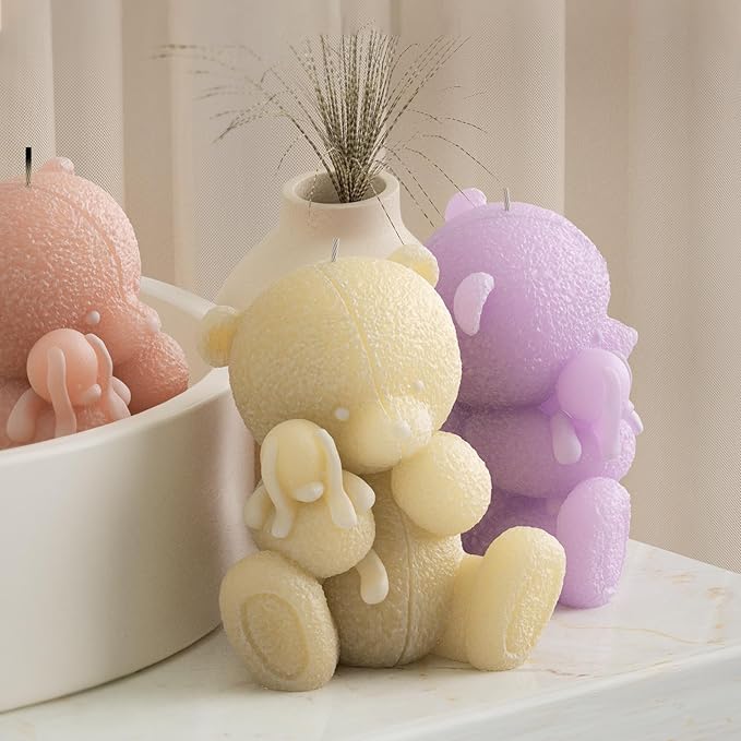 Suture Bear Doll Bear Candle Animal Resin Casting Making Molds Silicone Mold for Candle Home Decorate Candle Making 3D Animal Mold